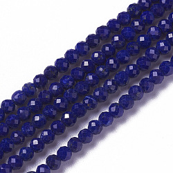 Natural Lapis Lazuli Beads Strands, Faceted, Rondelle, Grade AAA, 3x2.5~3mm, Hole: 0.2mm, about 117pcs/strand, 12.5~12.7 inch(31.8~32.3cm)(G-F596-49)