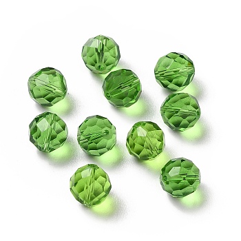 Glass Imitation Austrian Crystal Beads, Faceted, Round, Lime Green, 8mm, Hole: 1mm
