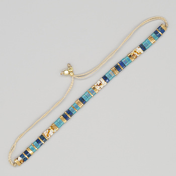 Vintage Ethnic Style Glass Tila Beaded Handmade Slider Bracelets for Women, Colorful, 11 inch(28cm)