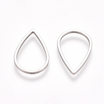 Stainless Steel Linking Rings, for Jewelry Making, Teardrop, Stainless Steel Color, 15x10x0.8mm, Inner Diameter: 13x8mm