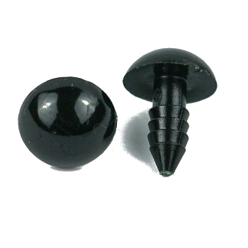 Plastic Doll Eyes, Craft Safety Eyes, with Spacer, for Doll Making, Half Round, Black, 14mm