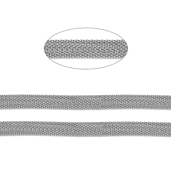 304 Stainless Steel Mesh Chains/Network Chains, Unwelded, with Spool, Stainless Steel Color,6mm, about 32.8 Feet(10m)/roll