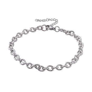 304 Stianless Steel Cable Chain Bracelet Making, with Extension Chain and Lobster Claw Clasps, Stainless Steel Color, 9-7/8 inch(25cm)