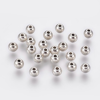 Tibetan Style Alloy Beads, Cadmium Free & Lead Free, Round, Antique Silver, 5x4mm, Hole: 1mm