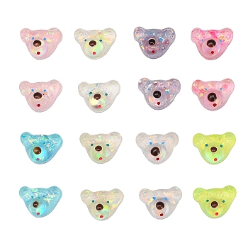 Transparent Resin Decoden Cabochons, Imitation Jelly, Bear, Mixed Color, 13x18mm, 8 colors, 2pcs/color, 16pcs/bag