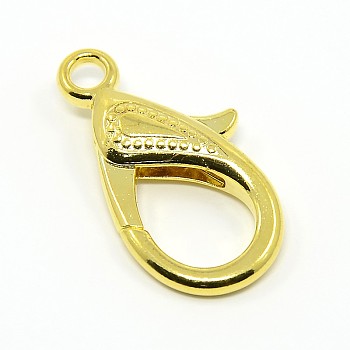 Tibetan Style Alloy Lobster Claw Clasps, Golden, 30x15x4mm, Hole: 3mm