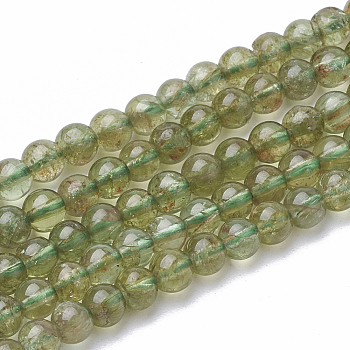 Natural Green Apatite Beads Strands, Round, 7x6.5mm, Hole: 1mm, about 59pcs/strand, 15.9 inch