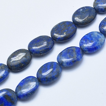 Natural Lapis Lazuli Beads Strands, Oval, 15~16x12~12.5x5~6mm, Hole: 1mm, about 26pcs/strand, 15.5 inch(39.5cm)