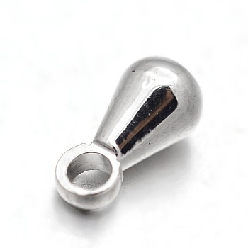303 Stainless Steel Charms, Chain Extender Drop, Teardrop, Stainless Steel Color, 6x3mm, Hole: 1mm
