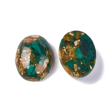 Assembled Synthetic Malachite and Imperial Jasper Cabochons(X-G-L502-18x25mm-05)-2