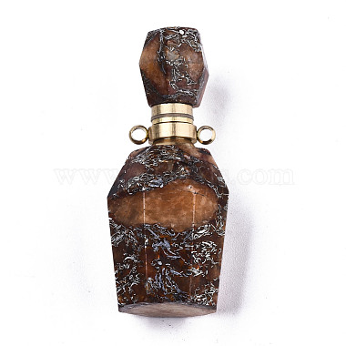 Pendentifs flacons de parfum ouvrants en pyrite synthétique et jaspe impérial assemblés(G-R481-15F)-2