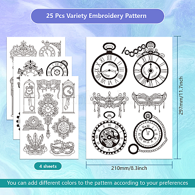4 Sheets 11.6x8.2 Inch Stick and Stitch Embroidery Patterns(DIY-WH0455-031)-2