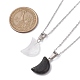 2 pcs 2 colliers avec pendentif en larvikite naturelle et cristal de quartz style croissant de lune(NJEW-JN04642)-3