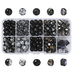Glass Beads, Mixed Styles, Mixed Shapes, Black, 7~9x6.5~8x6~8mm, Hole: 0.9~1.6mm, 202pcs/set
(GLAA-YW0004-75C)
