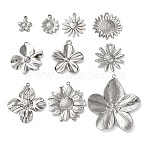 10Pcs 304 Stainless Steel Pendants, Flower, Stainless Steel Color, 14~44x11~40x2~3mm, Hole: 1.4~2mm(STAS-P426-06P)