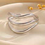 Hollow 304 Stainless Steel Cuff Bangles, Triple-strand Bangles for Women, Wave, Stainless Steel Color, Inner Diameter: 2.01 inch(5.1cm)(WGBC60A-04)