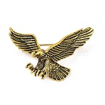 Eagle Alloy Brooch, Exquisite Lapel Pin for Men Women, Antique Golden, 39x49mm(JEWB-K039-06AG)