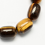 Barrel Shaped Gemstone Natural Tiger Eye Stone Beads Strands, Goldenrod, 15x10mm, Hole: 1mm, about 25pcs/strand, 15.3 inch(G-S114-30)