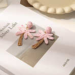 Raffia Dangle Stud Earrings, Coconut Tree, Pink, 61.4x39.3mm(WGDAA6F-03)
