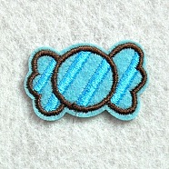 Computerized Embroidery Cloth Iron/sew On Patches, Costume Accessories, Appliques, Candy, Deep Sky Blue, 23x35mm(DIY-L003-070)