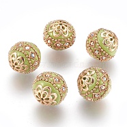 Handmade Indonesia Beads, with Metal Findings, Round, Light Gold, Dark Khaki, 19.5x19mm, Hole: 1mm(IPDL-E010-20P)