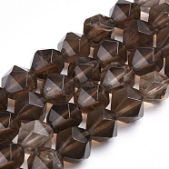 Natural Smoky Quartz Beads Strands, Faceted, Round, 9.5~10x10mm, Hole: 1mm, about 40pcs/strand, 16.3 inch(G-S267-12)