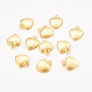 Tibetan Style Alloy Charms, Lead Free and Cadmium Free, Heart, Golden Color, 12mm long, 10mm wide, 2.5mm thick, hole: 2mm(K08QL011)