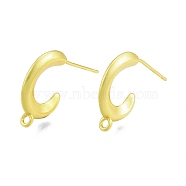 Rack Plating C-Shape Brass Stud Earring Findings, with Vertical Loops, Nickel Free, Matte Gold Color, 17x19x2.5mm, Hole: 1.5mm, Pin: 0.6mm(KK-G437-12MG)
