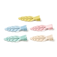 Spray Painted Iron Alligator Hair Clips for Girls, Leaf, Mixed Color, 51x15.5x10.5mm(PHAR-P007-02)