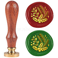 Christmas Wax Seal Stamp Set, Sealing Wax Stamp Solid Brass Head with Wood Handle, for Envelopes Invitations, Gift Card, Holly Leaves, 83x22mm, Stamps: 25x14.5mm(AJEW-WH0208-1378)