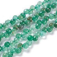 Natural Green Strawberry Quartz  Beads Strands, Top Drilled, Faceted, Teardrop, 4~5mm, Hole: 0.9mm, about 91pcs/strand, 16.54 inch(42cm)(G-H243-13)
