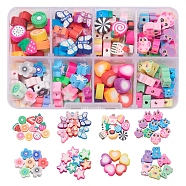 160Pcs 8 Style Handmade Polymer Clay Beads, Mixed Color, 7~13.5x8~12x4~5mm, Hole: 1.6~2.5mm, 20pcs/style(CLAY-YW0001-44)