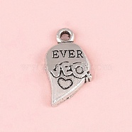 Valentine's Day Tibetan Style Alloy Pendants, Heart, Antique Silver, 22x12mm(FIND-CJC0019-25B)