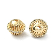 Rack Plating Brass with Clear Cubic Zirconia Beads, Planet, Real 18K Gold Plated, 7x8x8mm, Hole: 1mm(KK-B072-26G)