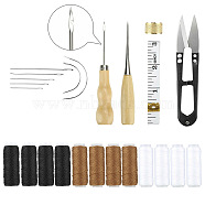 Leather Working Tools Kit, Including Stitching Needles, Waxed Thread, Awl and Ruler and Sewing Thimble, for DIY Leather Craft, Mixed Color, 24pcs/set(PURS-PW0003-003A)