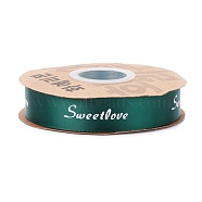 Polyester Grosgrain Ribbons, with Word Sweet Love, for Gifts Wrapping Party, Dark Green, 1 inch(25mm), 45m/Roll(SRIB-H039-A01)