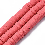Flat Round Handmade Polymer Clay Beads, Disc Heishi Beads for Hawaiian Earring Bracelet Necklace Jewelry Making, Light Coral, 10mm(CLAY-R067-10mm-14)
