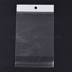 Rectangle OPP Cellophane Bags, Top Self Seal Bags with Hanging Hole, Clear, 17x10x0.01cm, Hole: 7mm, Inner Size: 14x10cm(OPC-F005-01E)