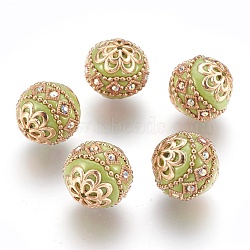 Handmade Indonesia Beads, with Metal Findings, Round, Light Gold, Dark Khaki, 19.5x19mm, Hole: 1mm(IPDL-E010-20P)