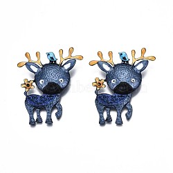 Deer Enamel Pin, Animal Alloy Brooch for Backpack Clothes, Nickel Free & Lead Free, Electrophoresis Black, Sandy Brown, 59x49mm(JEWB-N007-116)