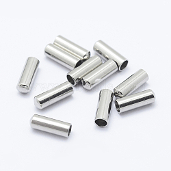 304 Stainless Steel Cord End Caps, Column, Stainless Steel Color, 7x2.5mm, Inner Diameter: 2mm(STAS-K152-03A)