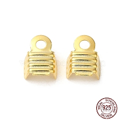 925 Sterling Silver Folding Crimp Ends, Real 18K Gold Plated, 7.5x6mm, Hole: 1.6mm, Inner Diameter: 5mm(STER-D006-25G)