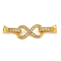 Brass Micro Pave Clear Cubic Zirconia Fold Over Clasps, Lead Free & Cadmium Free, Golden, 40mm(KK-A230-14G)