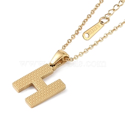 Ion Plating(IP) Initial Letter 304 Stainless Steel Pendant Necklaces, Real 18K Gold Plated, Letter H, 15.87 inch(40.3cm), Pendant: about 17x11.5mm(NJEW-M199-01G-H)