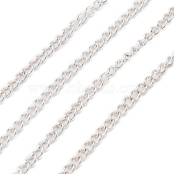 Iron Twisted Chains Curb Chains, Unwelded, Silver Color Plated, with Spool, Link:4x5mm, 0.9mm thick, about 328.08 Feet(100m)/roll(CHS004Y-S)