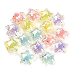 Transparent Acrylic Beads, Bead in Bead, Star, Mixed Color, 18.5x20x11.5mm, Hole: 2mm(OACR-P023-09)