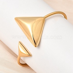 304 Stainless Steel Cuff Bangles, Terminal Bangles for Women, Triangle, Ion Plating(IP), Long-Lasting Plated, Golden, Inner Diameter: 2.09x2.52 inch(5.3x6.4cm)(BJEW-Z166-04G)