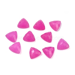 Natural White Jade Cabochons, Dyed, Faceted, Triangle, Hot Pink, 10x10x5mm(G-G834-G01-06)