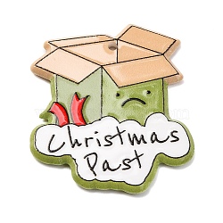 Christmas Series Printed Opaque Acrylic Pendants, Box, 39.5x34x2.5x34mm, Hole: 1.8mm(OACR-Q080-01D)