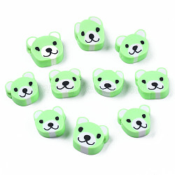 Handmade Polymer Clay Beads, Bear, Pale Green, 8~11x9~11x4mm, Hole: 1.5mm(CLAY-S096-004F)